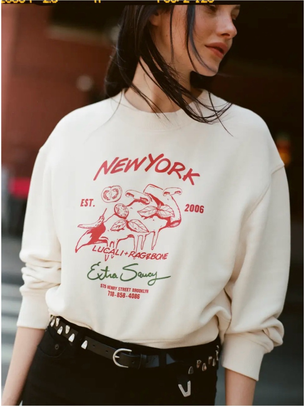 Cream 'New York' Graphic Sweatshirt